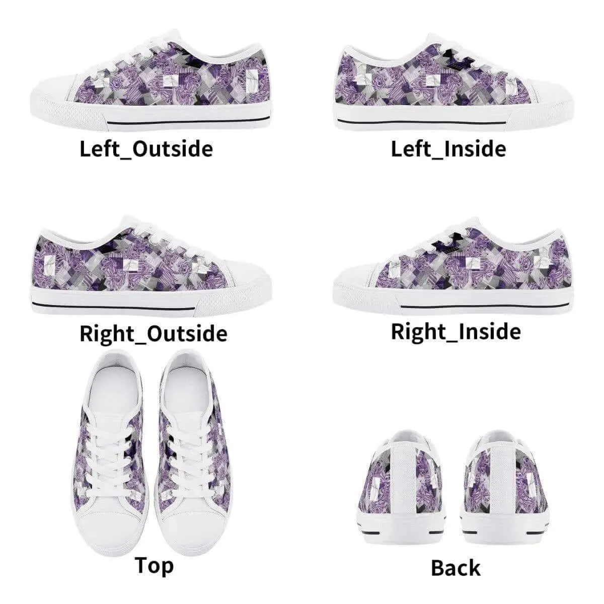 Purple White Low Top Shoes