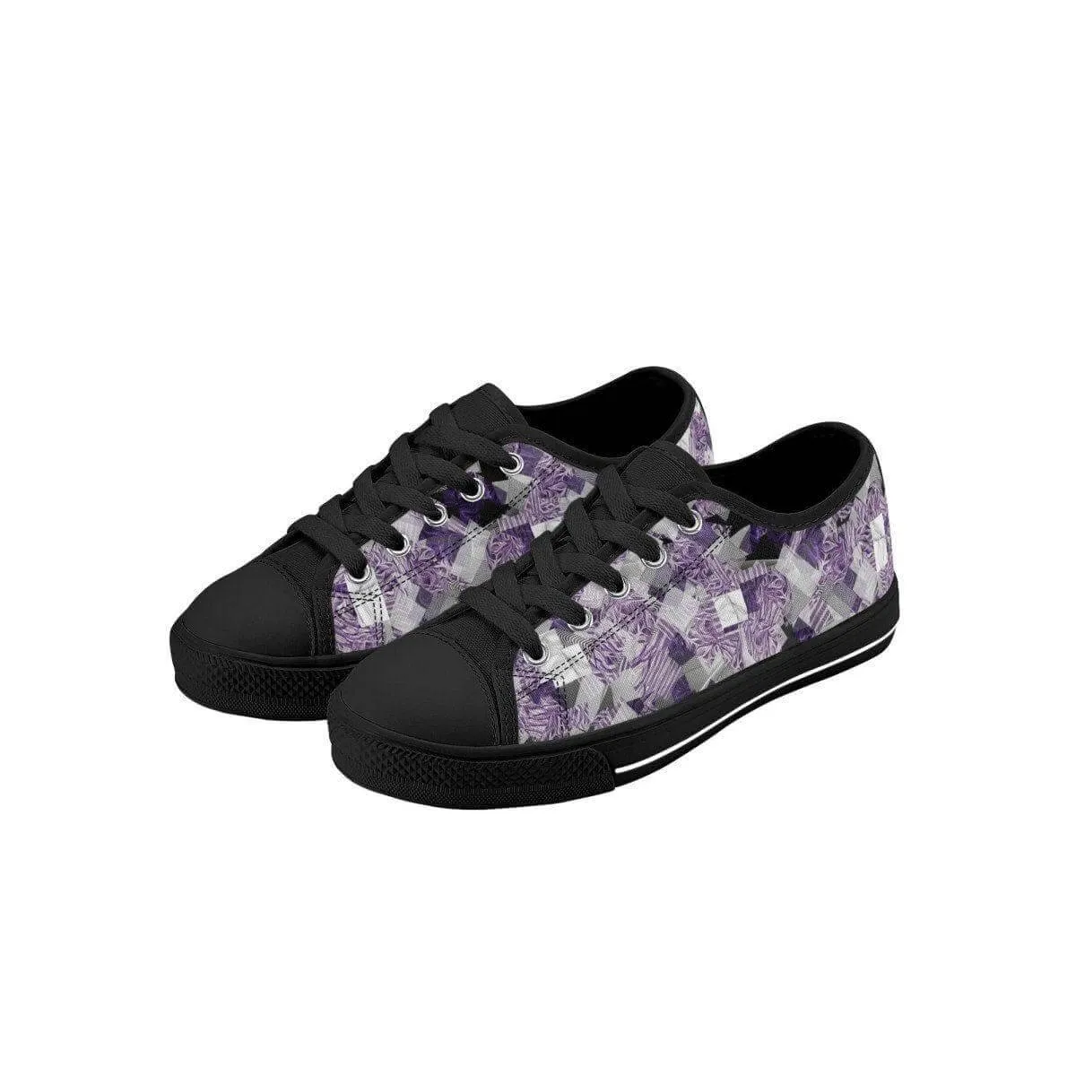 Purple White Low Top Shoes