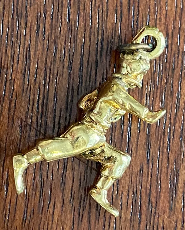 Retro Style Gold Tone Football Player Charm