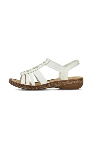 Rieker Strappy Beaded Sandal in White