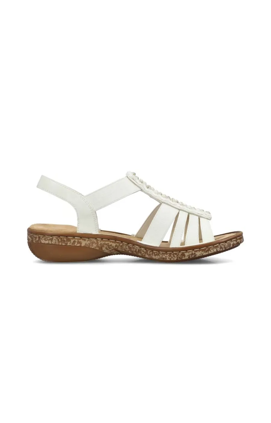 Rieker Strappy Beaded Sandal in White