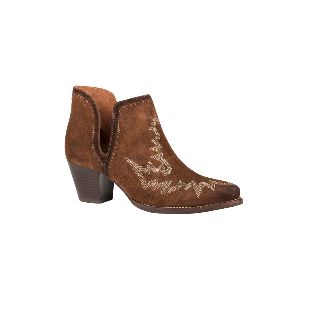 Roper Footwear Women's Rowdy Cow Suede Open Side Western Booties