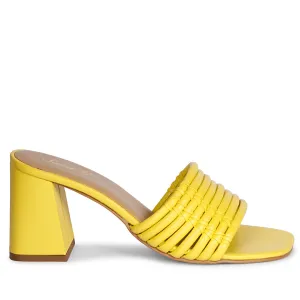 Saint Bethany Yellow Leather Block Heels