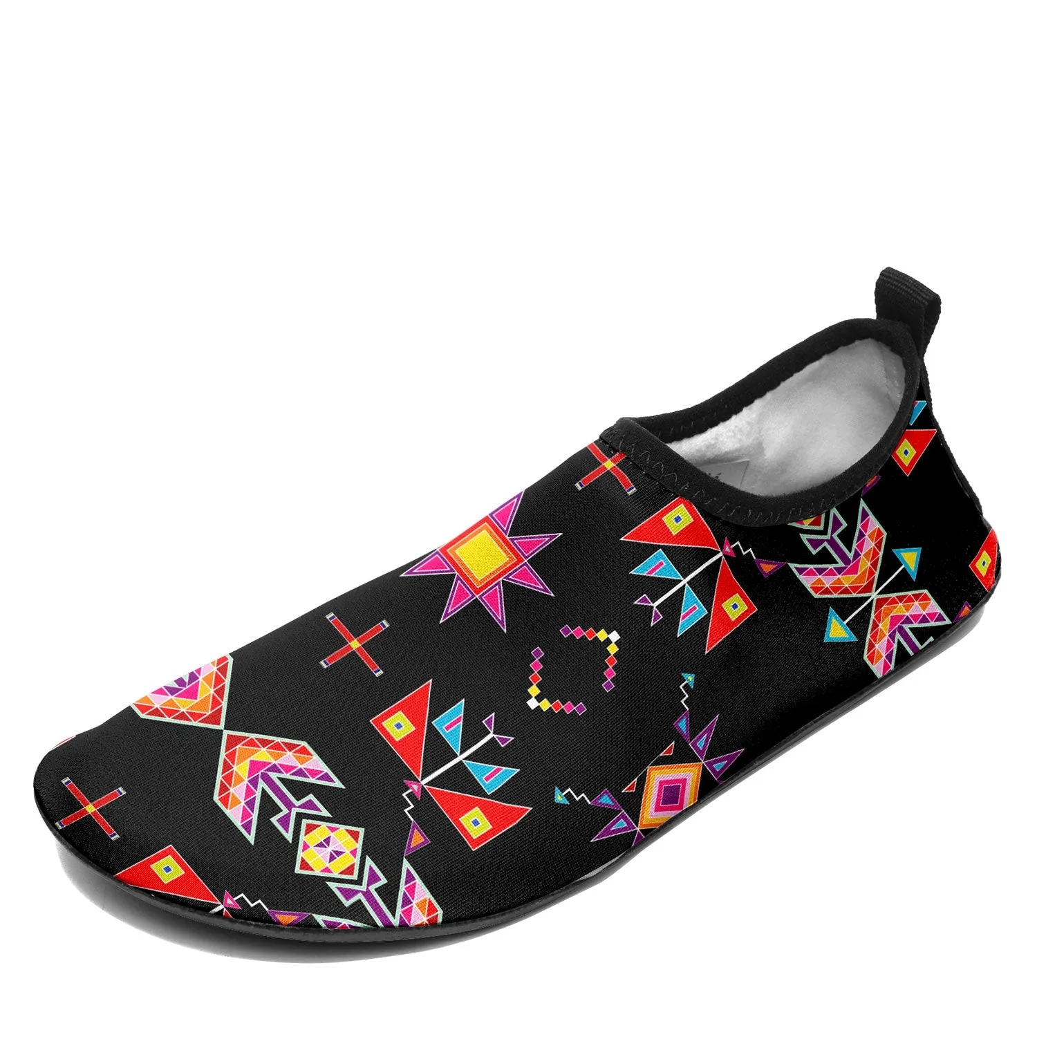 Scattered Generations Black Kid's Sockamoccs Slip On Shoes