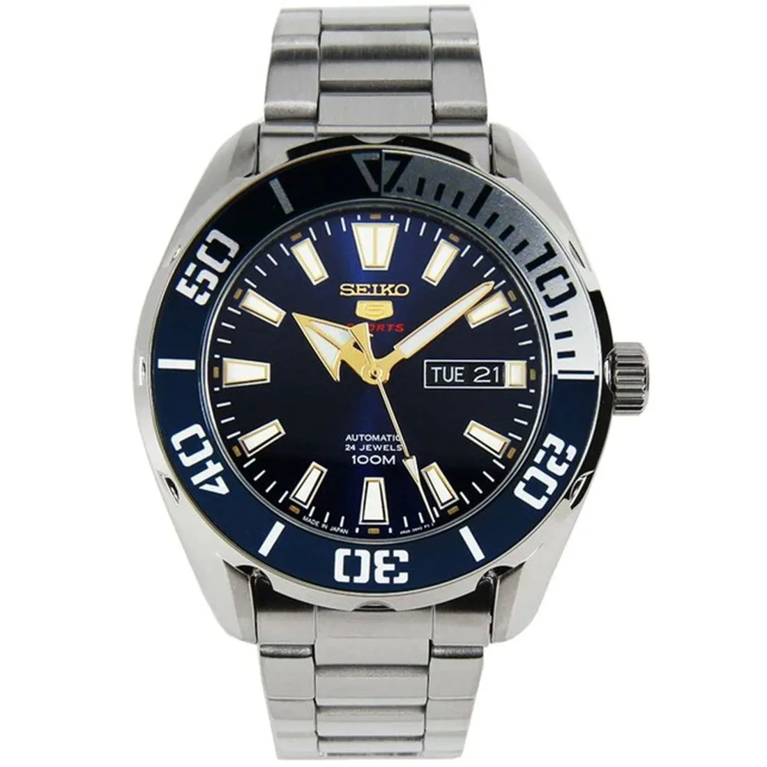 Seiko 5 Sports 100m Stainless Steel Men's Watch SRPC51J1