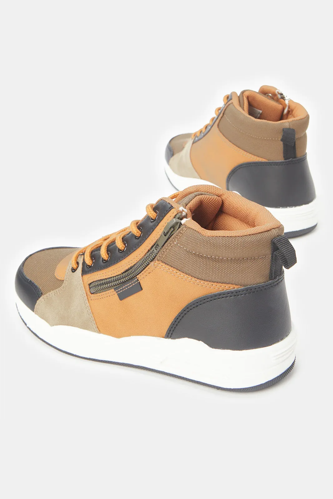 Senior Boys Color Block High Top Shoes