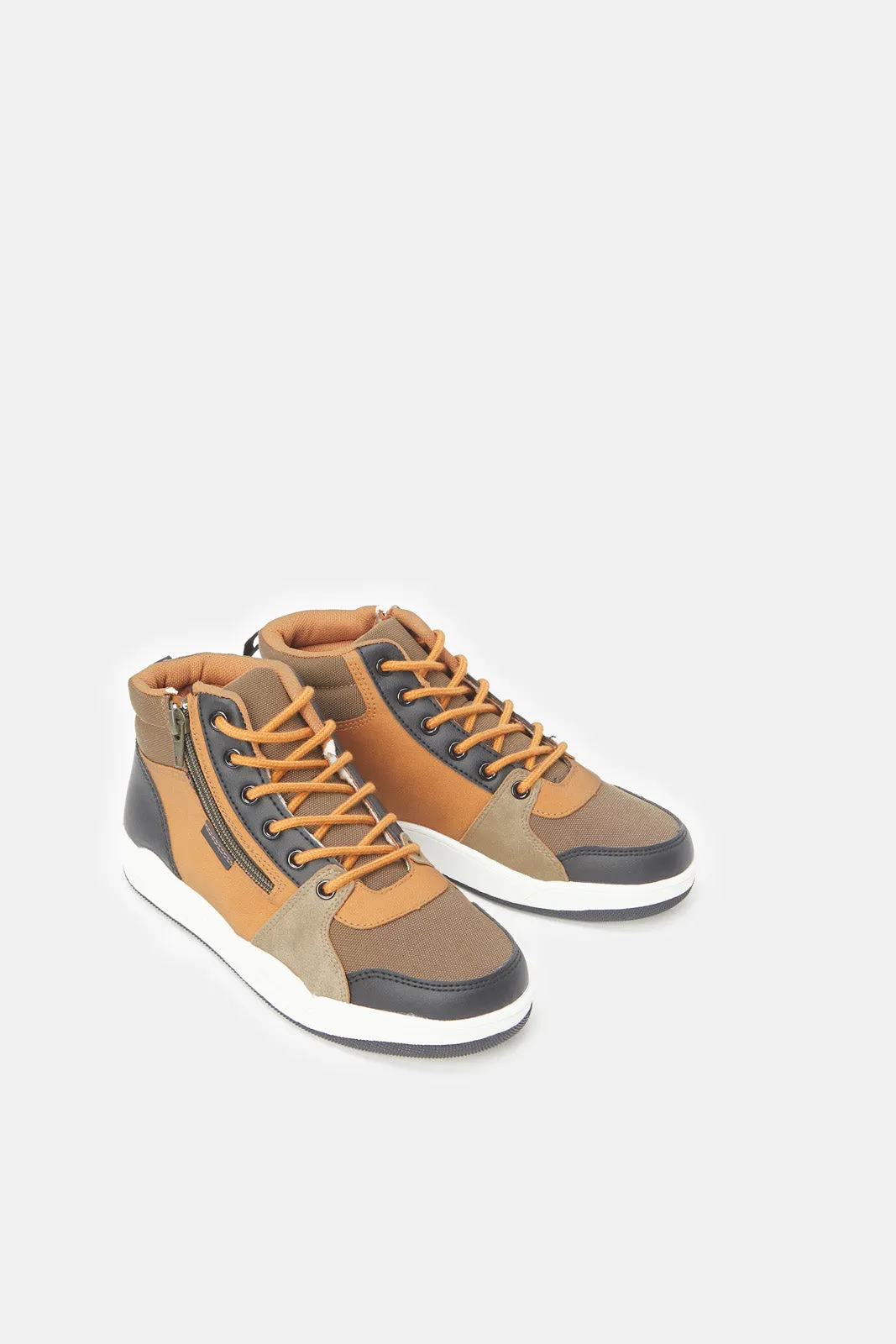 Senior Boys Color Block High Top Shoes