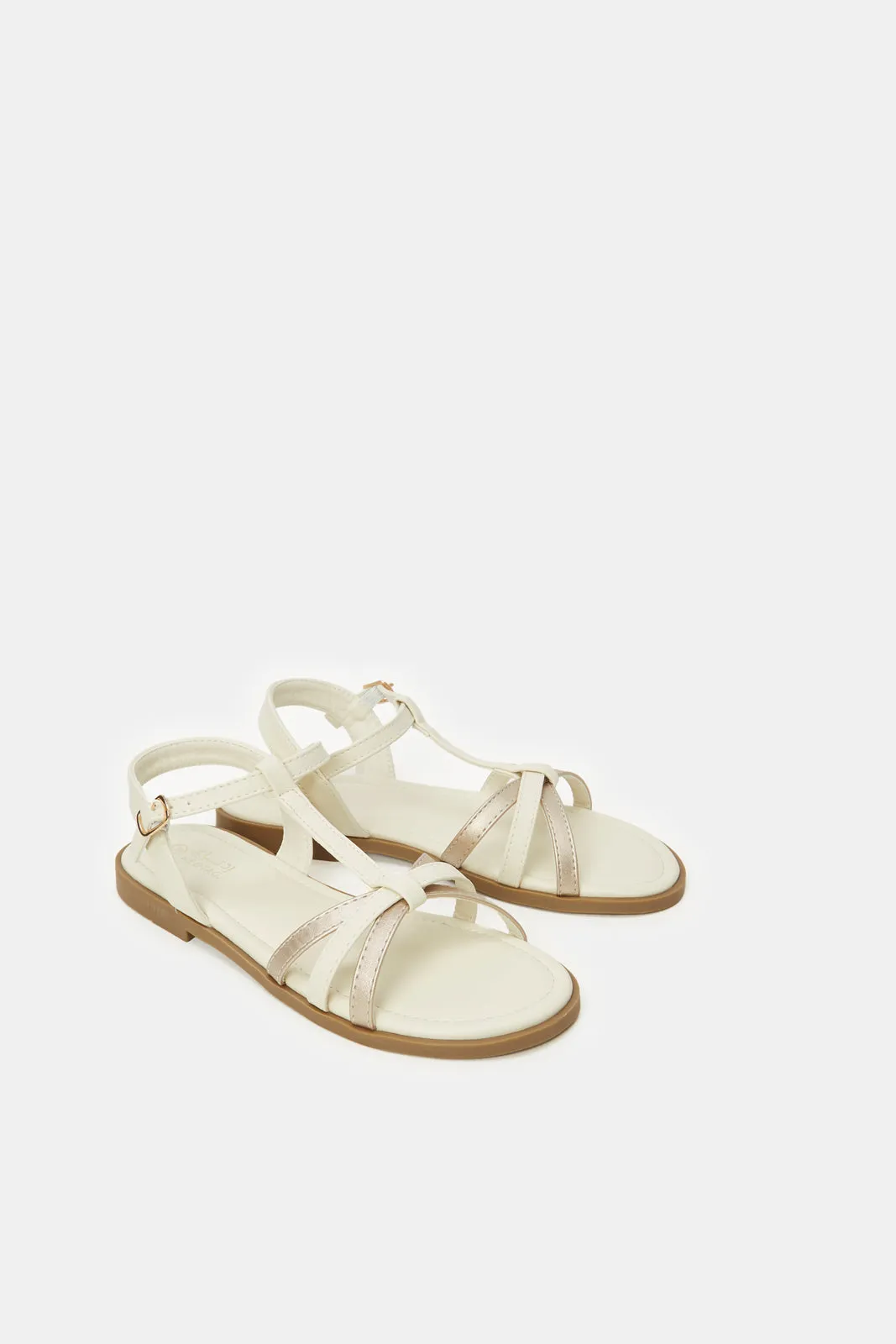 Senior Girls White Backstrap Sandal