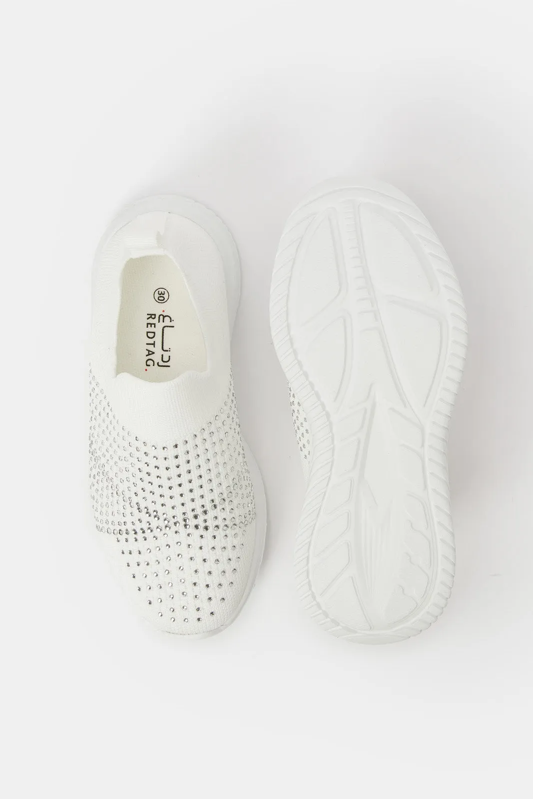 Senior Girls White Slip-On Trainer