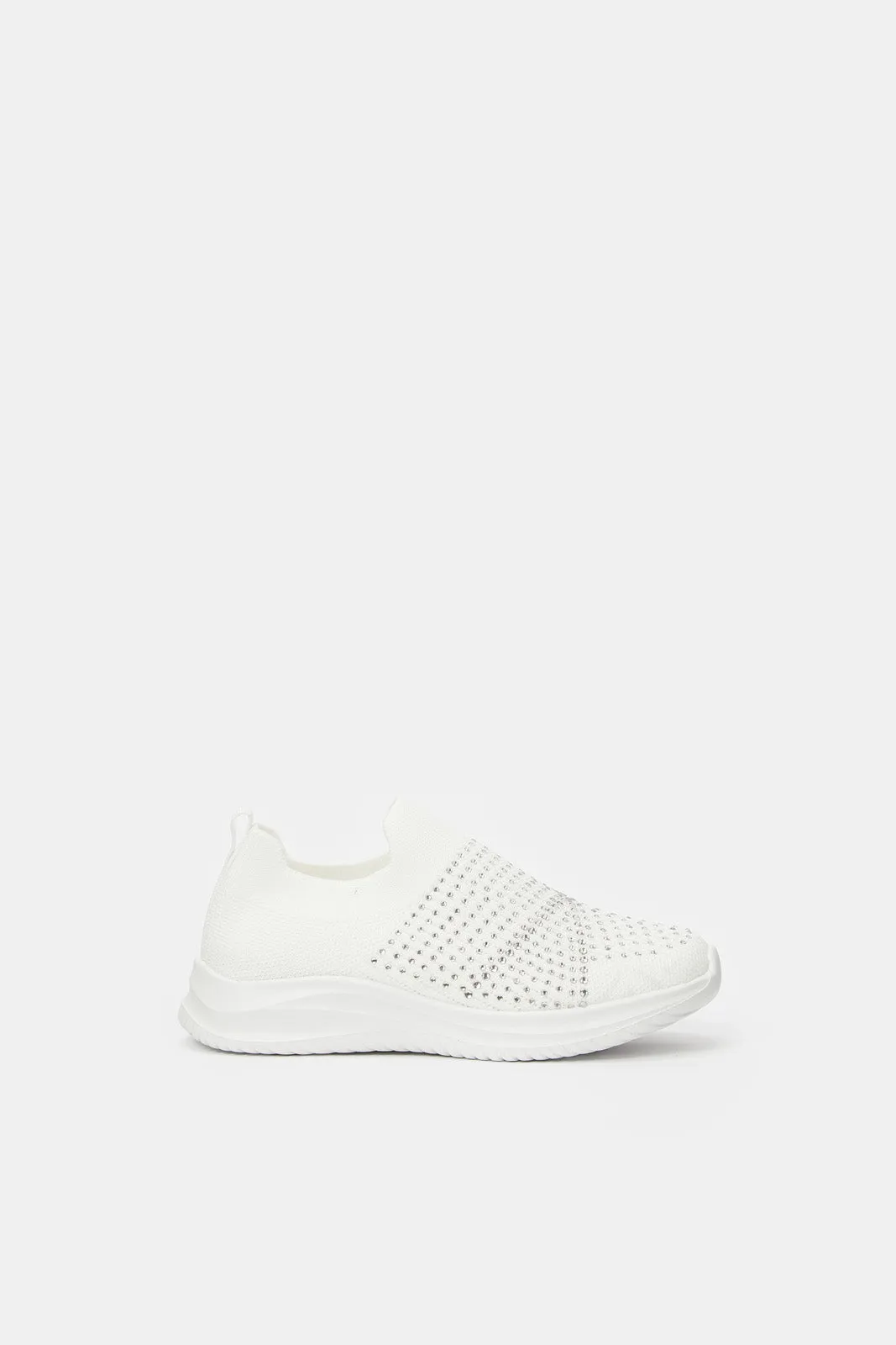 Senior Girls White Slip-On Trainer