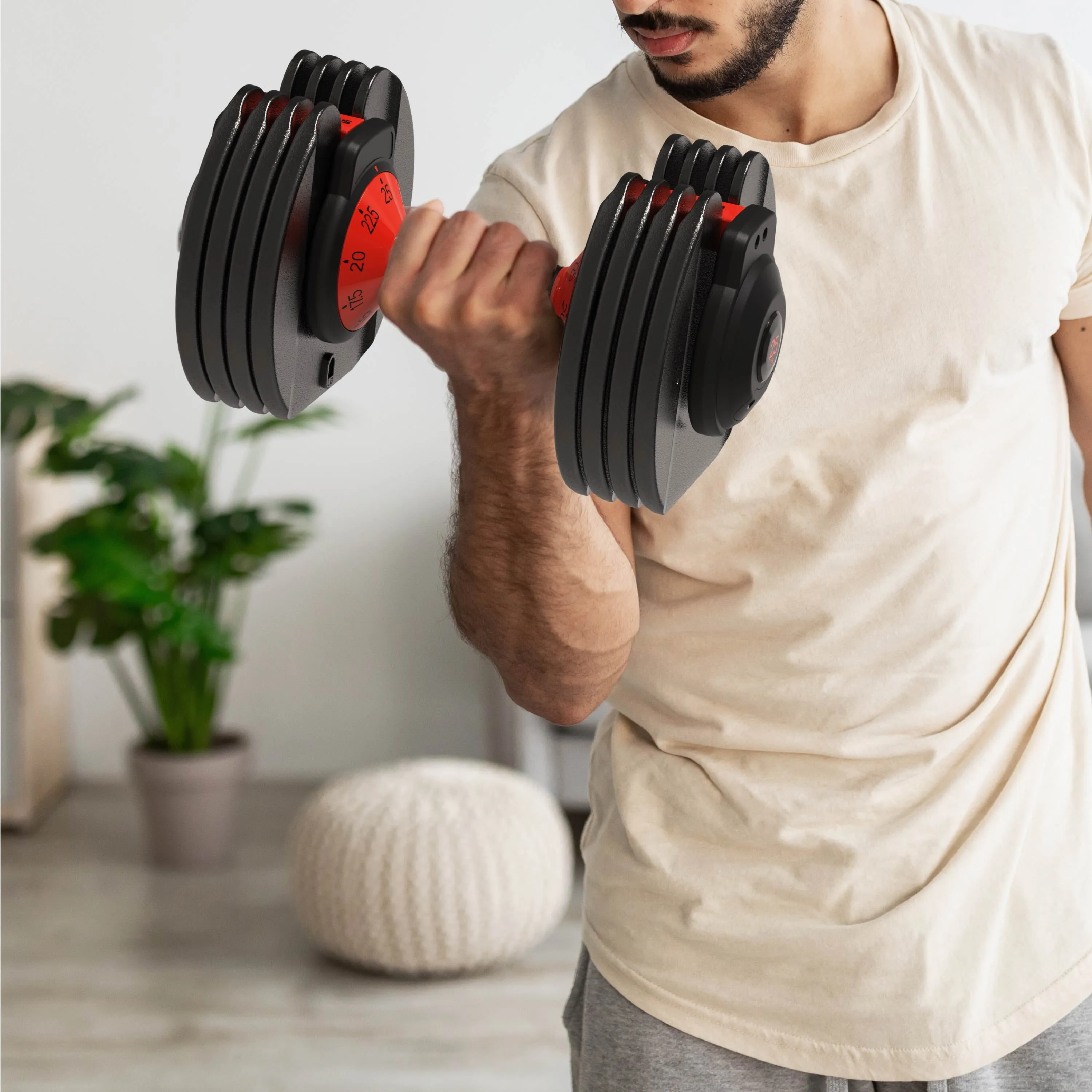 Smartbell 25 lbs 9-in-1 Adjustable Dumbbell with 2.5 lbs increments, perfect for home gym use.