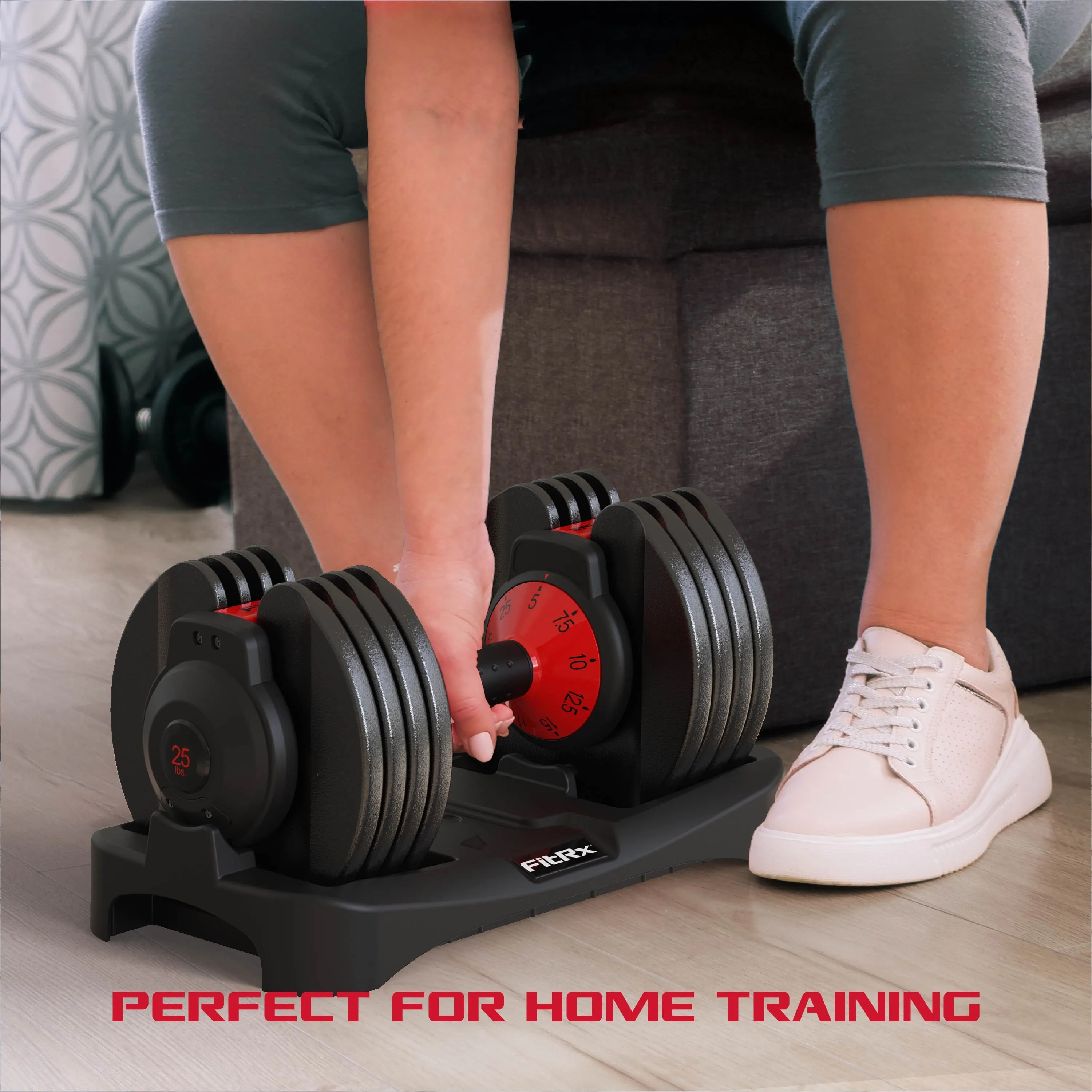 Smartbell 25 lbs 9-in-1 Adjustable Dumbbell with 2.5 lbs increments, perfect for home gym use.