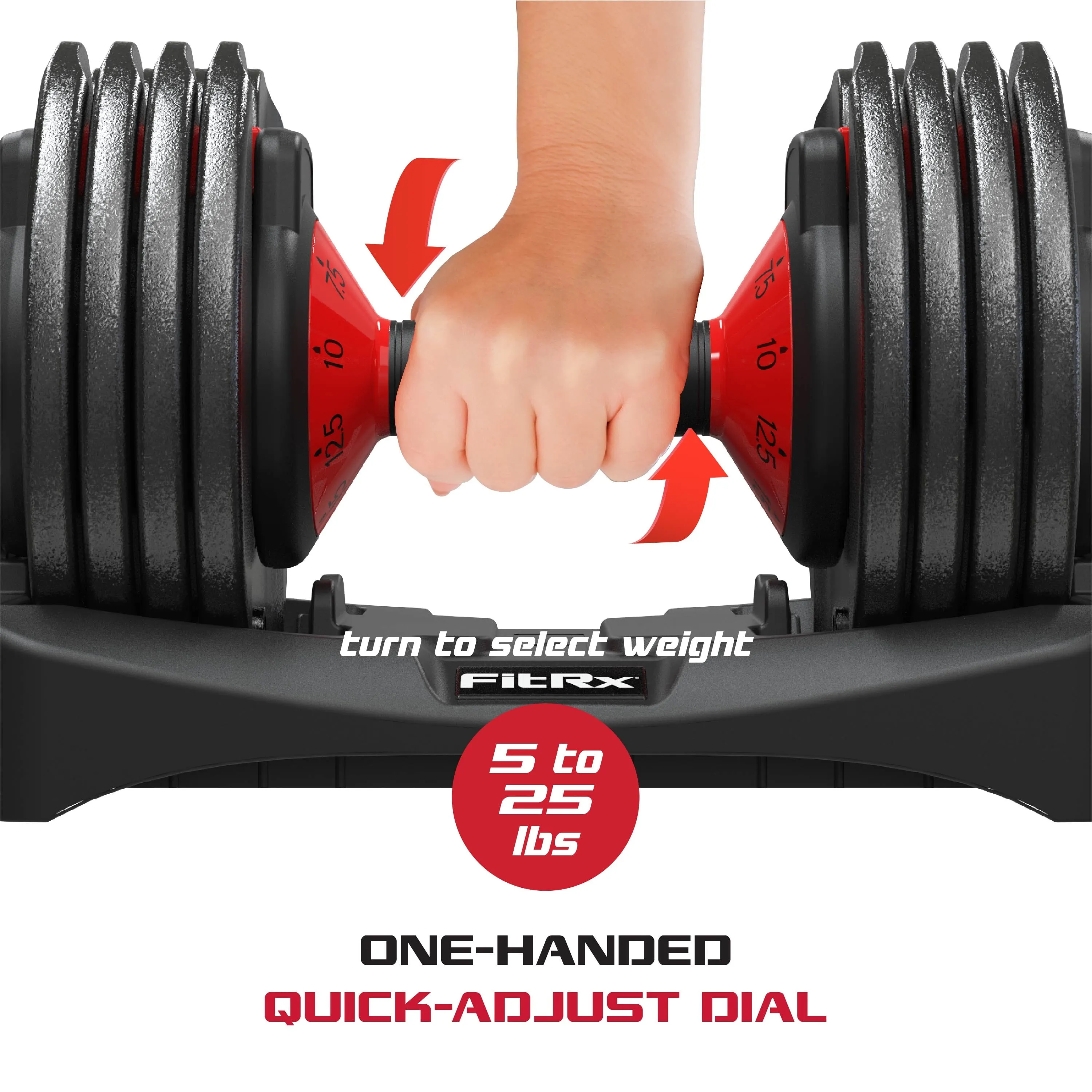 Smartbell 25 lbs 9-in-1 Adjustable Dumbbell with 2.5 lbs increments, perfect for home gym use.