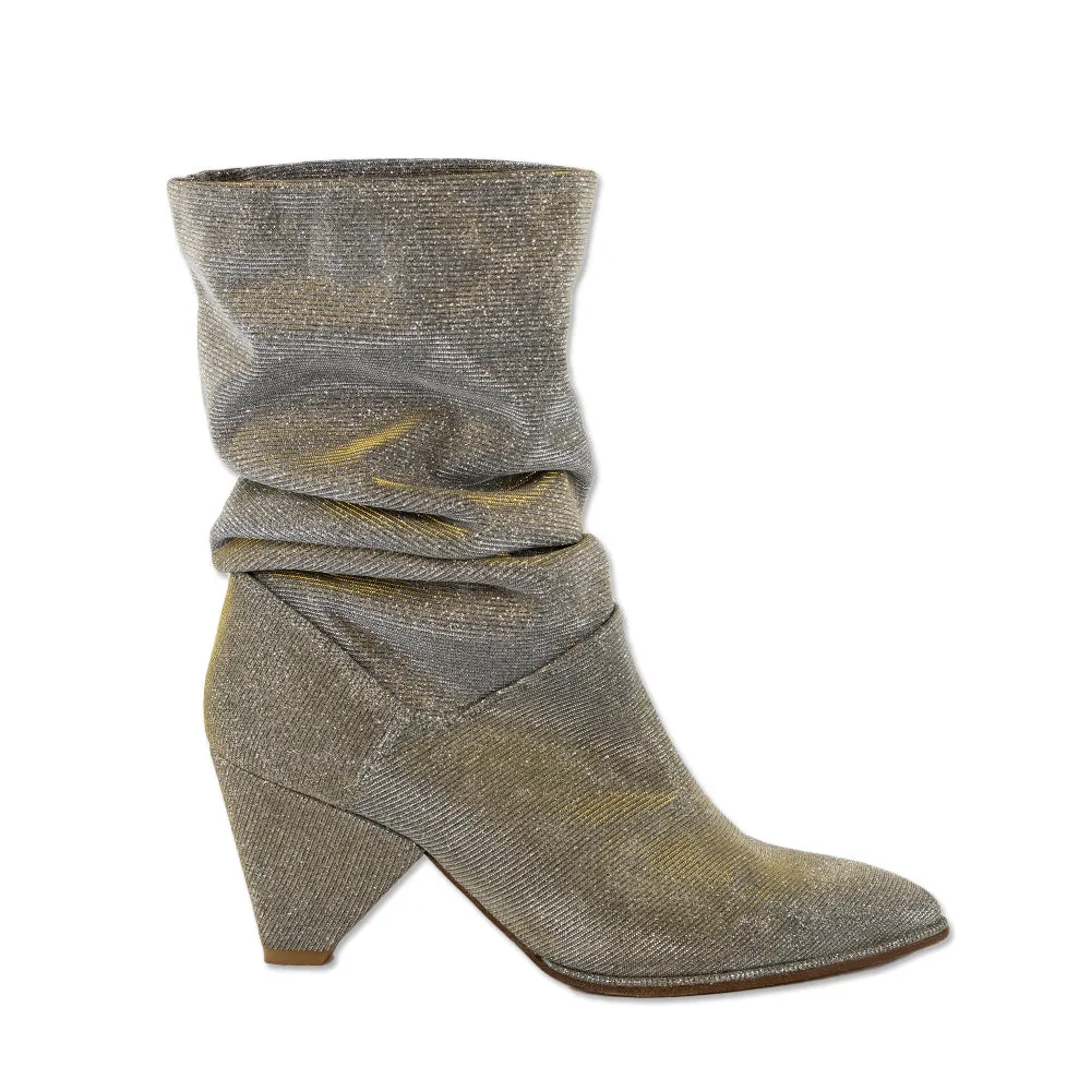 Stuart Weitzman Metallic Silver Gold Slouch Boots