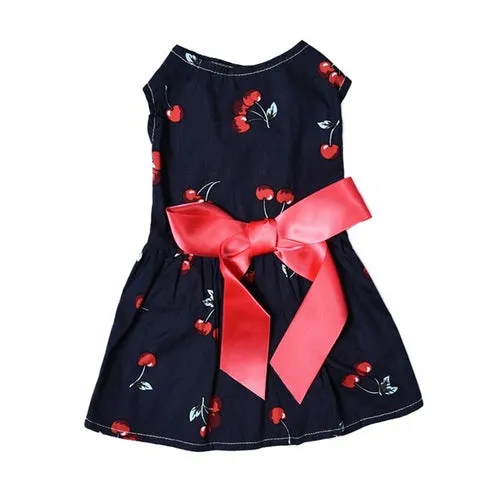 Summer Dog Dresses Cotton Cherry Patterns