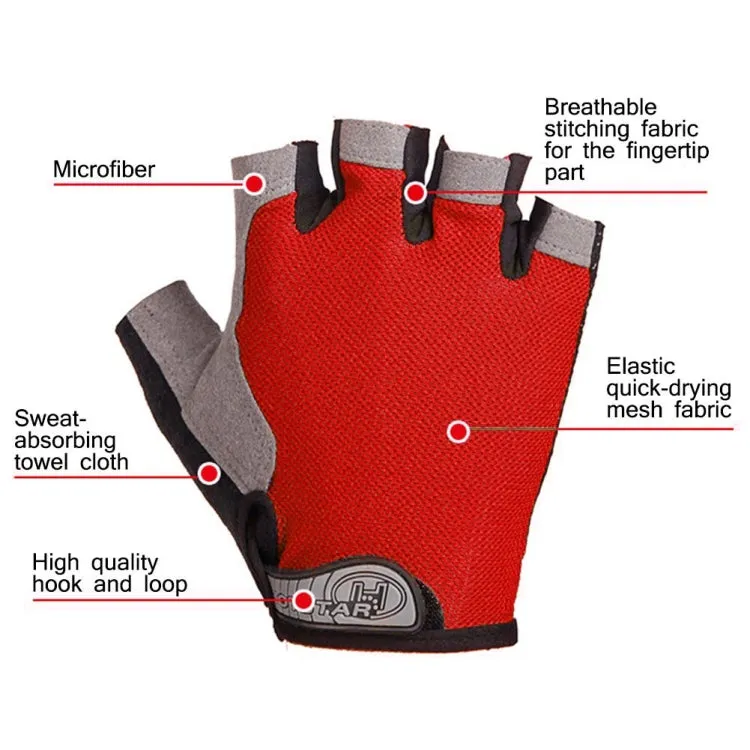 Summer Men Women Fitness Gloves Gym Weight Lifting Cycling Yoga Training Thin Breathable Antiskid Half Finger Gloves, Size:M(Red)