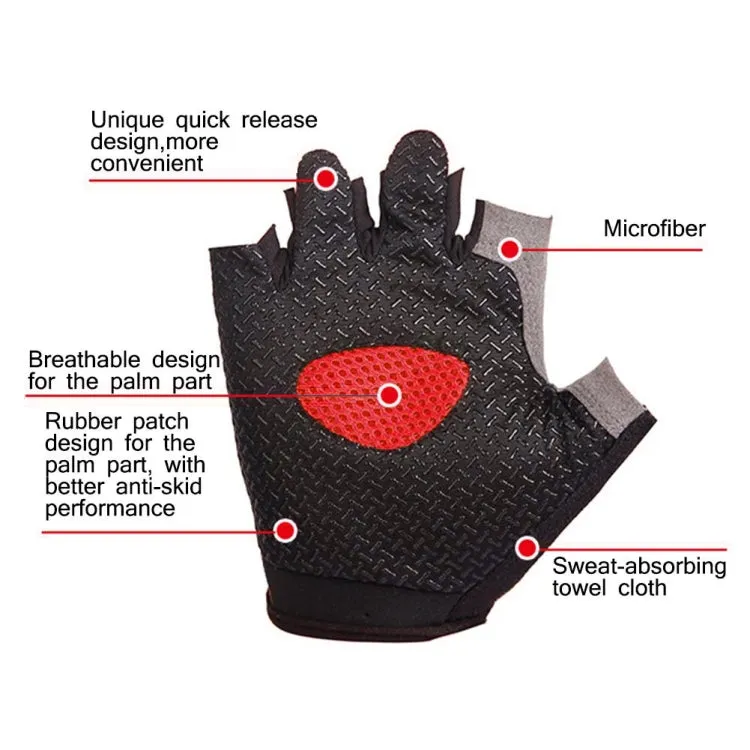 Summer Men Women Fitness Gloves Gym Weight Lifting Cycling Yoga Training Thin Breathable Antiskid Half Finger Gloves, Size:M(Red)