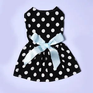 Summer Pet Dog Dress Polyester White Dotted Pet Princess