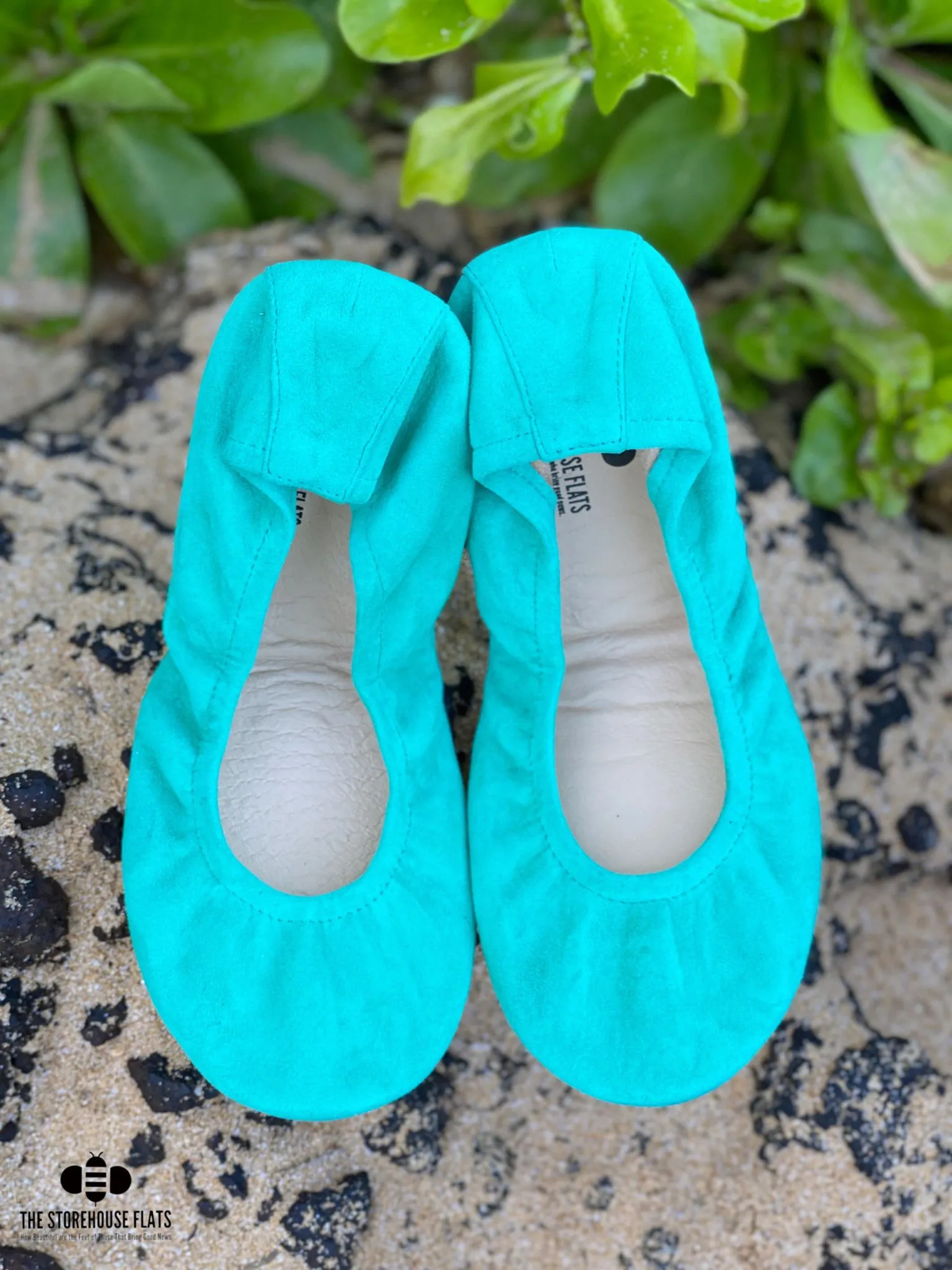 Tropical Green Suede Storehouse Flats