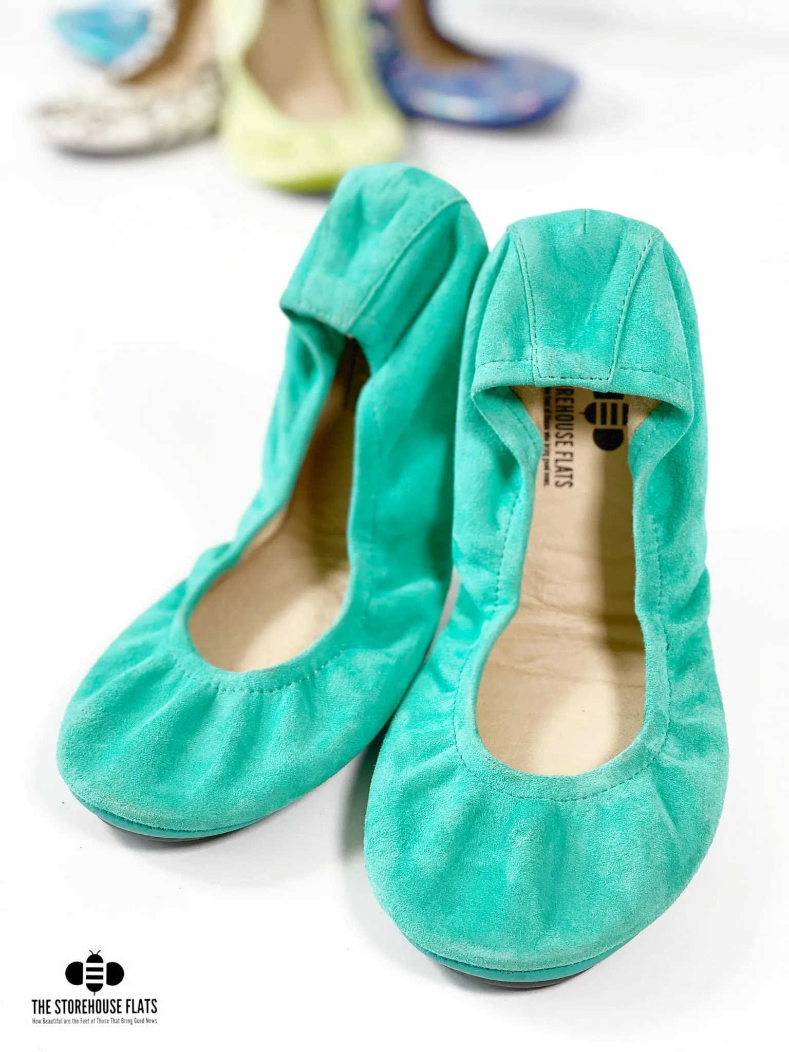 Tropical Green Suede Storehouse Flats