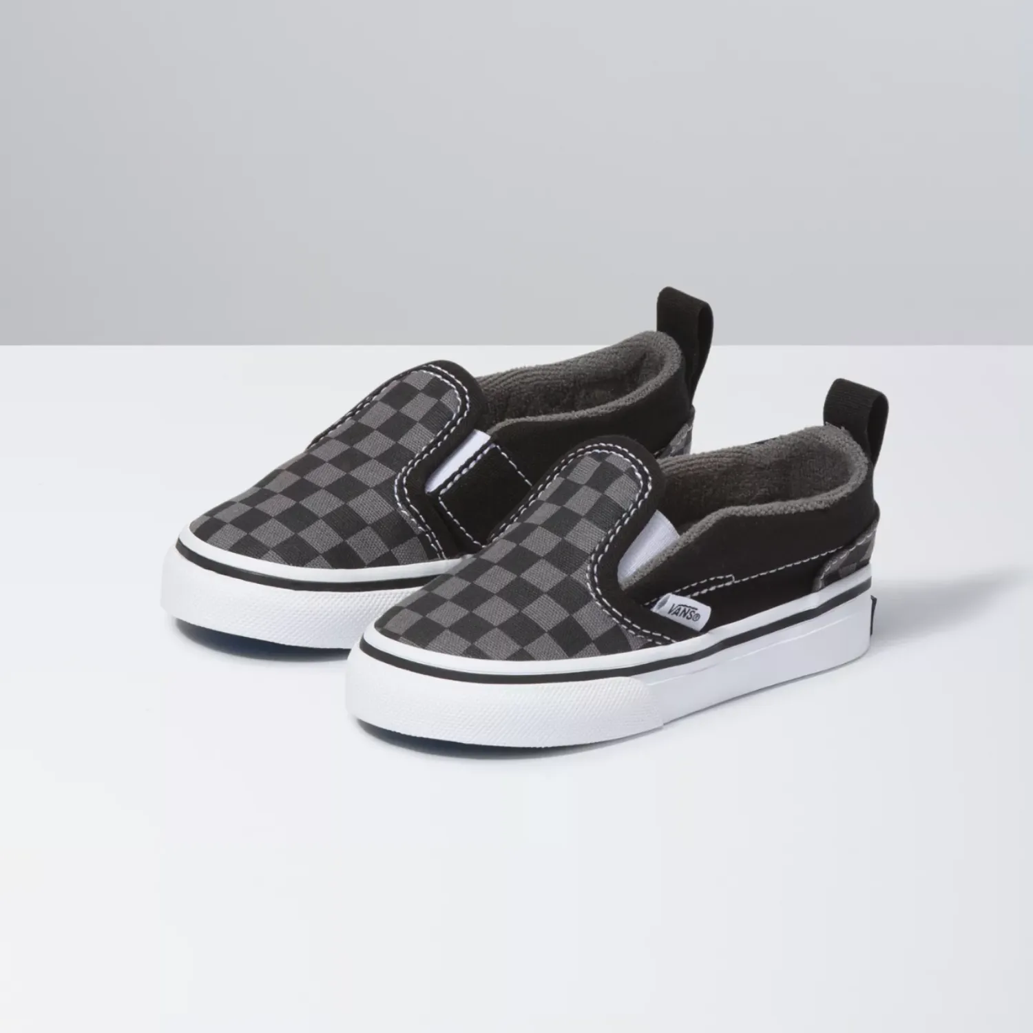 Vans Slip-On V (Checkerboard) Black/Pewter - Toddler