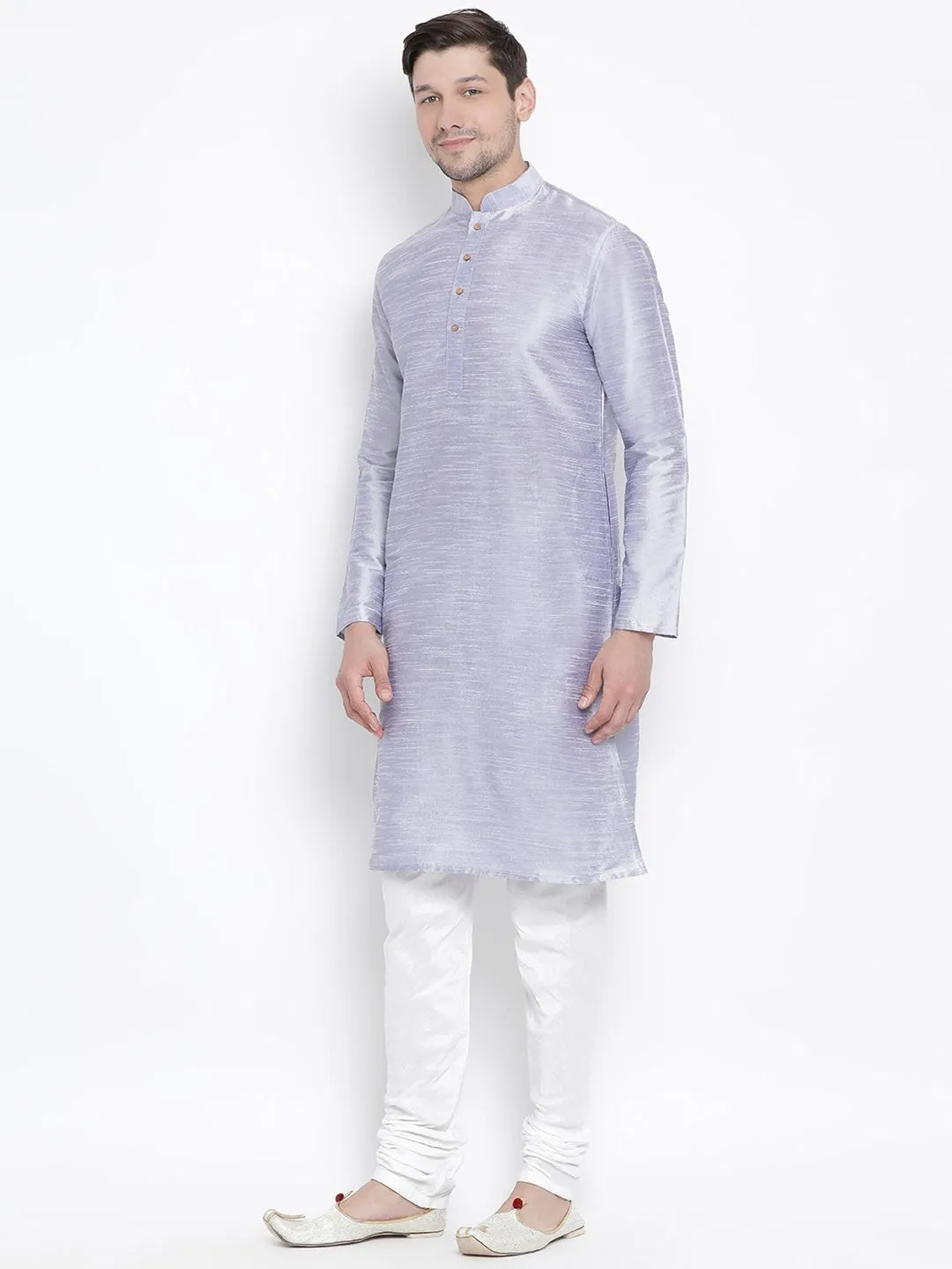 VASTRAMAY Men's Light Blue Kurta Set