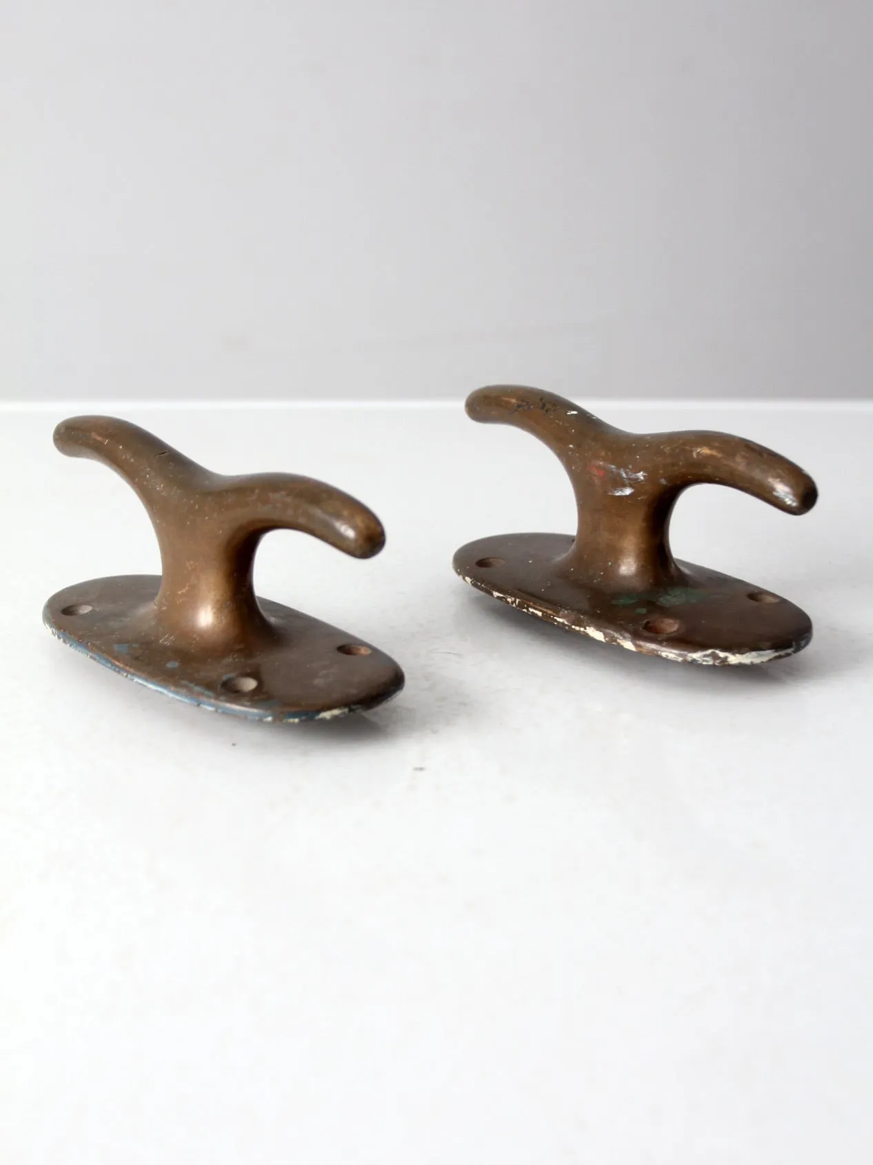 vintage brass boat cleats pair