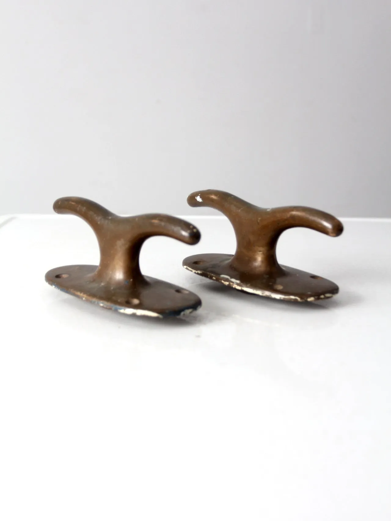 vintage brass boat cleats pair