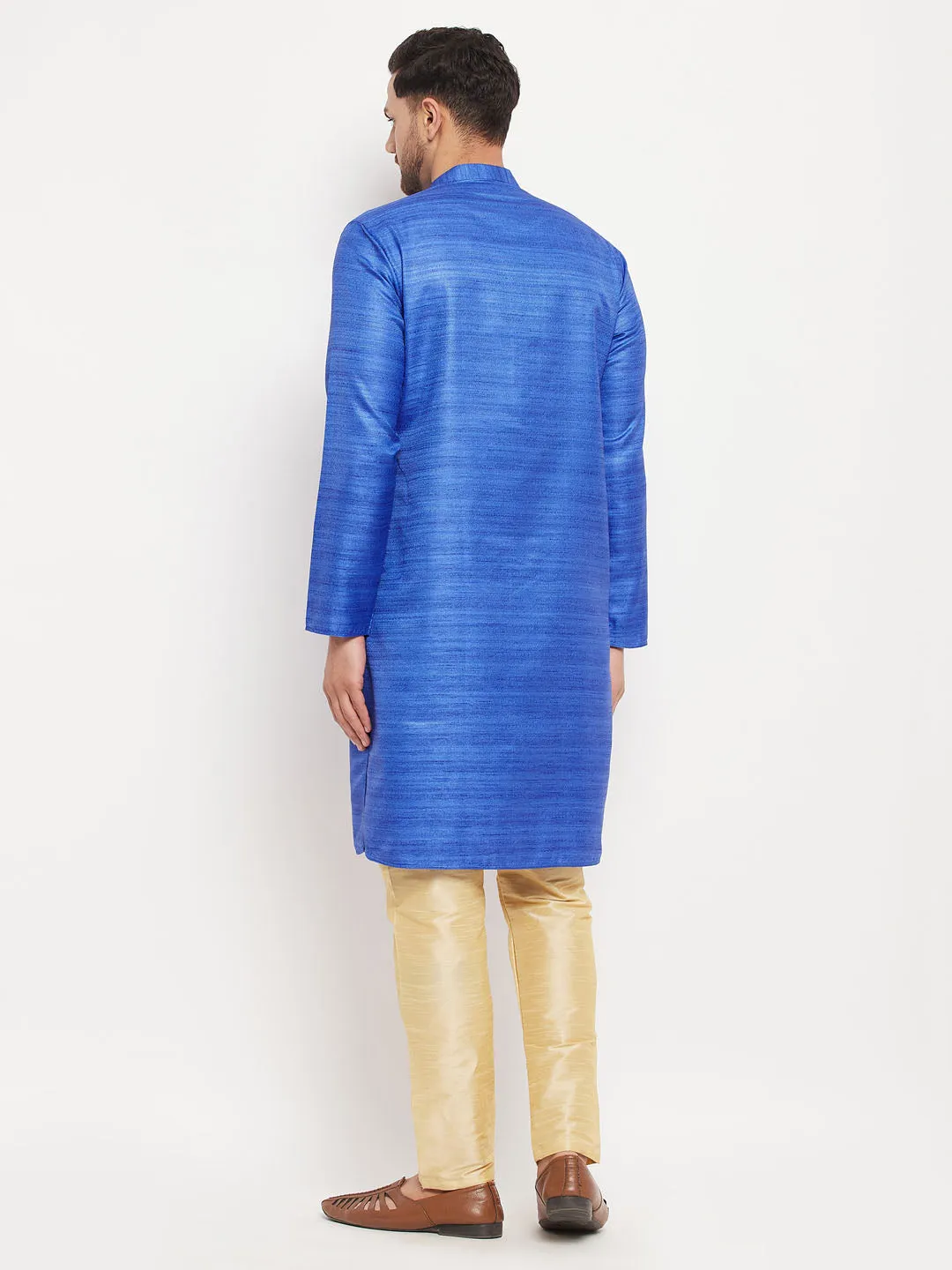 VM BY VASTRAMAY Blue Silk Kurta Set