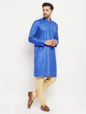 VM BY VASTRAMAY Blue Silk Kurta Set