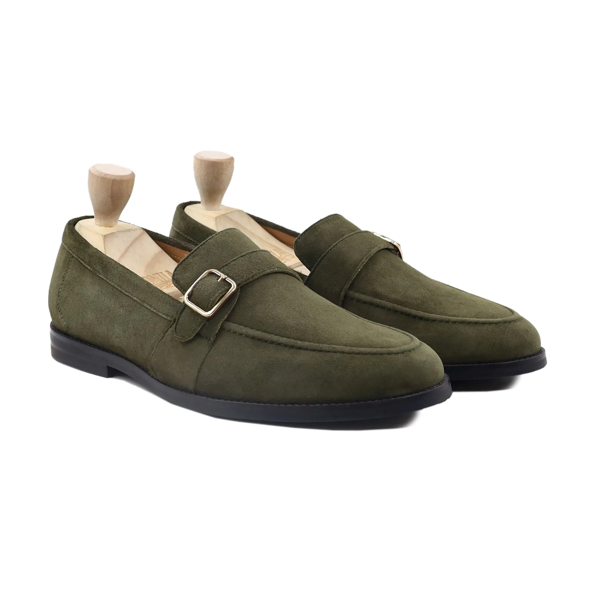 Vonda - Men's Olive Green Kid Suede Loafer