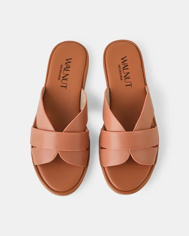 WALNUT MELBOURNE LOLA LEATHER SLIDE