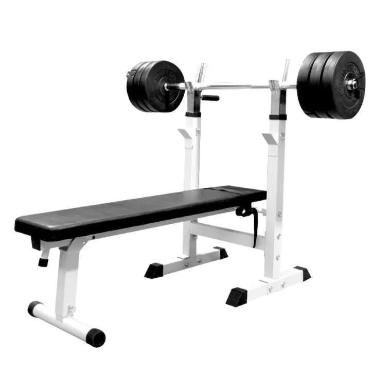 Weight Bench with 38KG Vinyl Weight Set - White