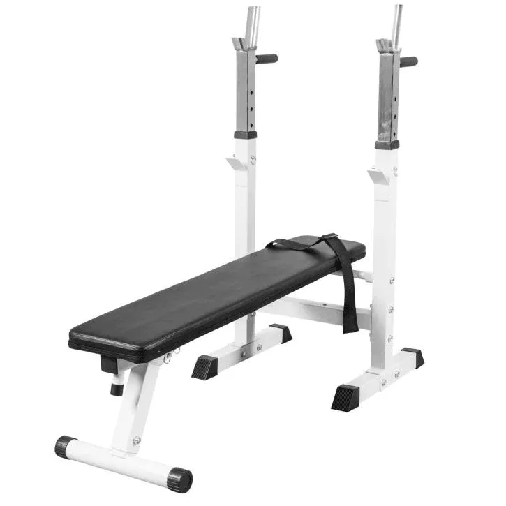 Weight Bench with 38KG Vinyl Weight Set - White