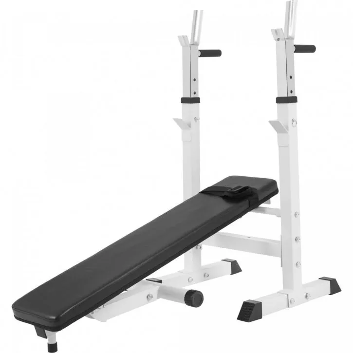 Weight Bench with 38KG Vinyl Weight Set - White