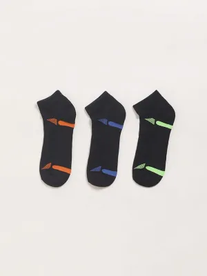 WES Lounge Black Cotton Blend Trainer Socks - Pack of 3