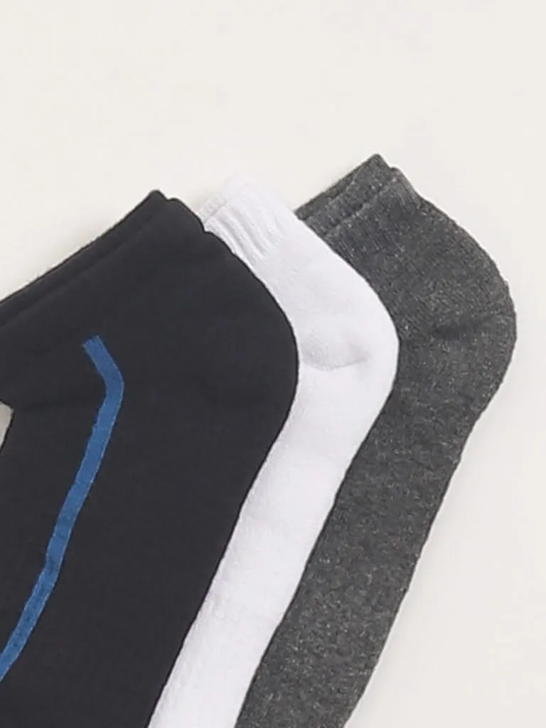 WES Lounge Grey Cotton Blend Trainer Socks - Pack of 3