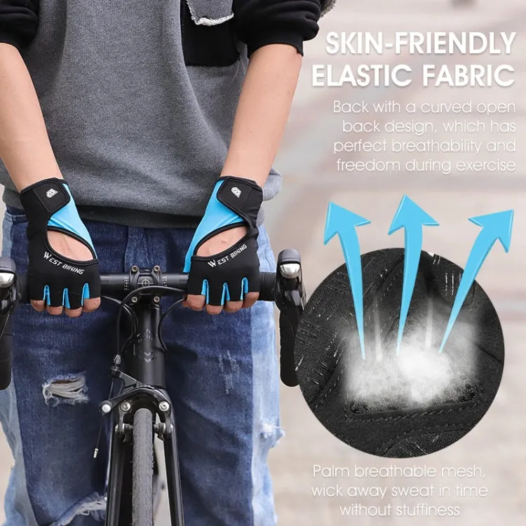 WEST BIKING YP0211217 Cycling Breathable Silicone Palm Gloves Fitness Training Wrist Guard Sports Gloves, Size: L(Black Blue)