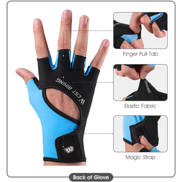 WEST BIKING YP0211217 Cycling Breathable Silicone Palm Gloves Fitness Training Wrist Guard Sports Gloves, Size: L(Black Pink)