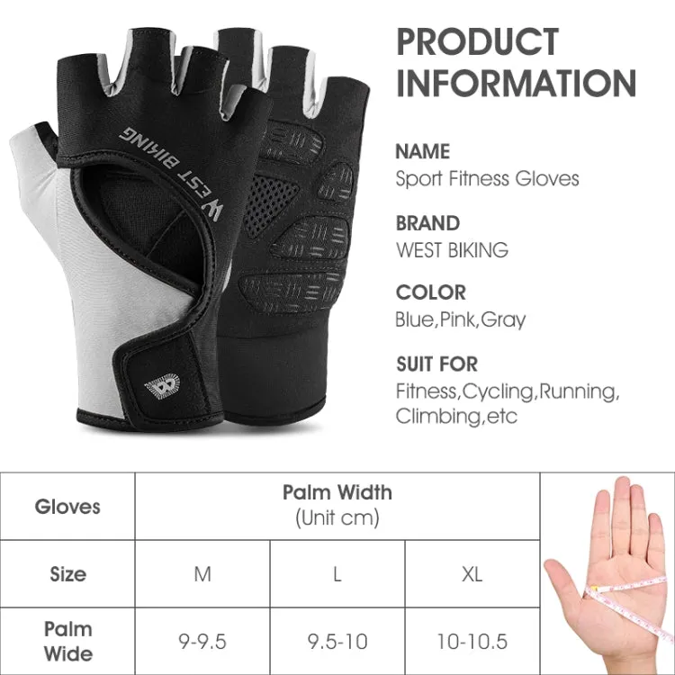 WEST BIKING YP0211217 Cycling Breathable Silicone Palm Gloves Fitness Training Wrist Guard Sports Gloves, Size: L(Black Pink)