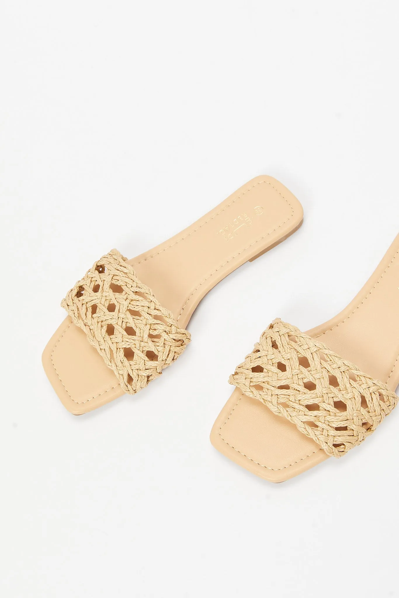 Women Beige Woven Mule