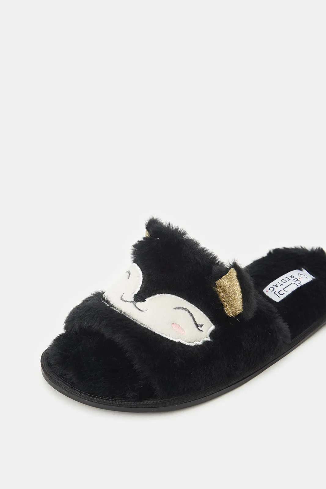 Women Black Animal Face Slipper