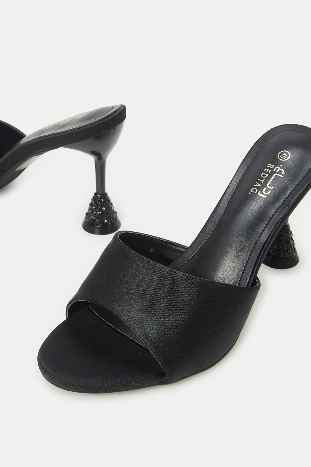 Women Black Satin Mule