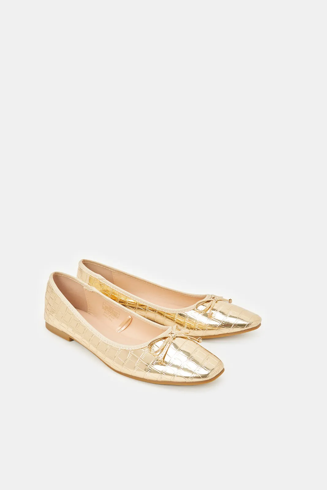 Women Gold Croc Effect Ballerina