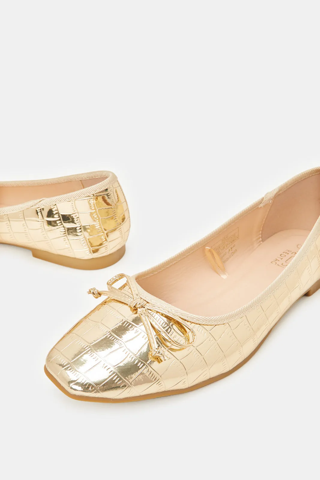 Women Gold Croc Effect Ballerina