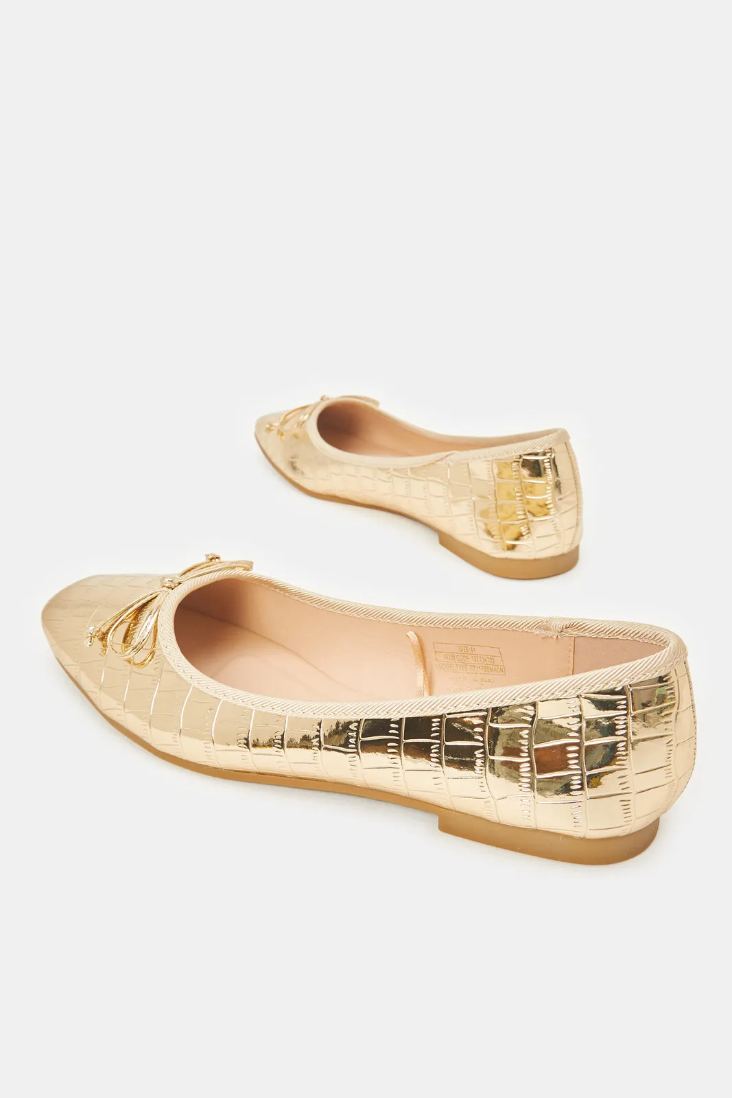 Women Gold Croc Effect Ballerina