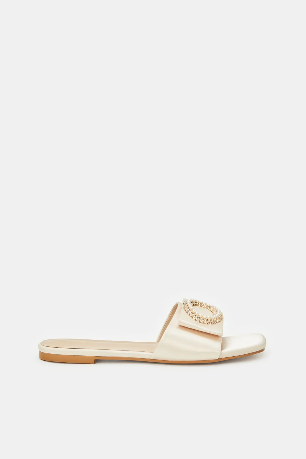 Women Ivory Satin Sandals