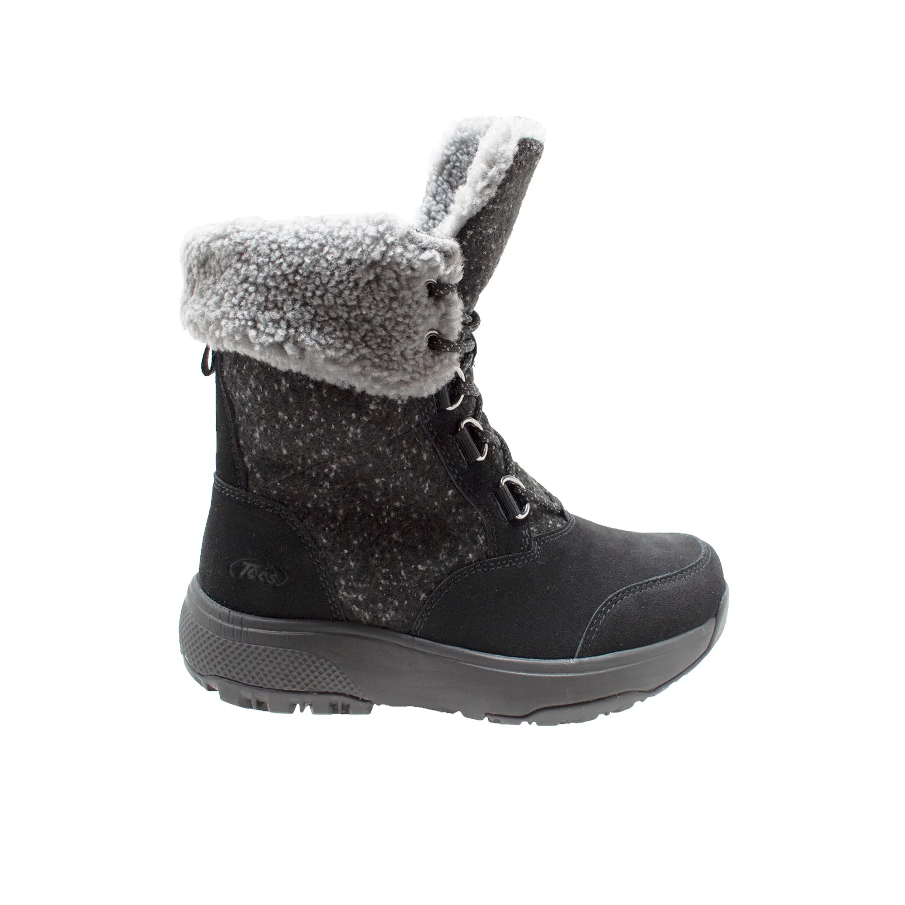 Women's Black Microfleece Lace Winter Boot