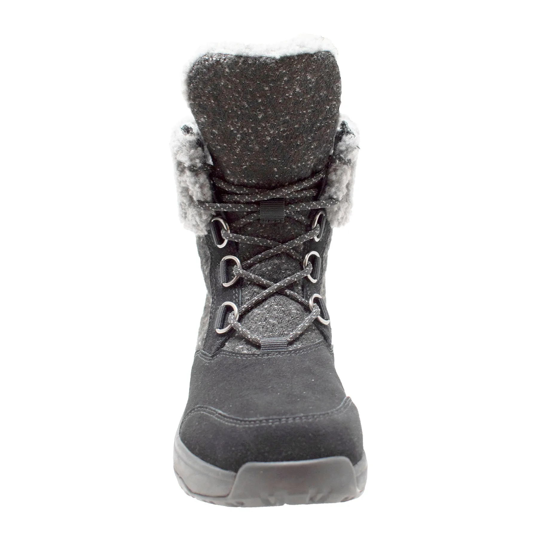 Women's Black Microfleece Lace Winter Boot