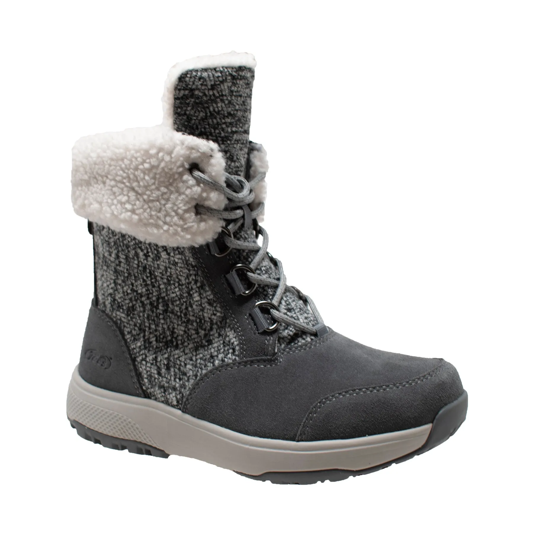 Women's Grey Microfleece Lace Winter Boot